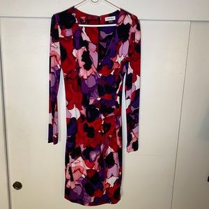Calvin Klein Long Sleeve Multi-Color Dress Size 6